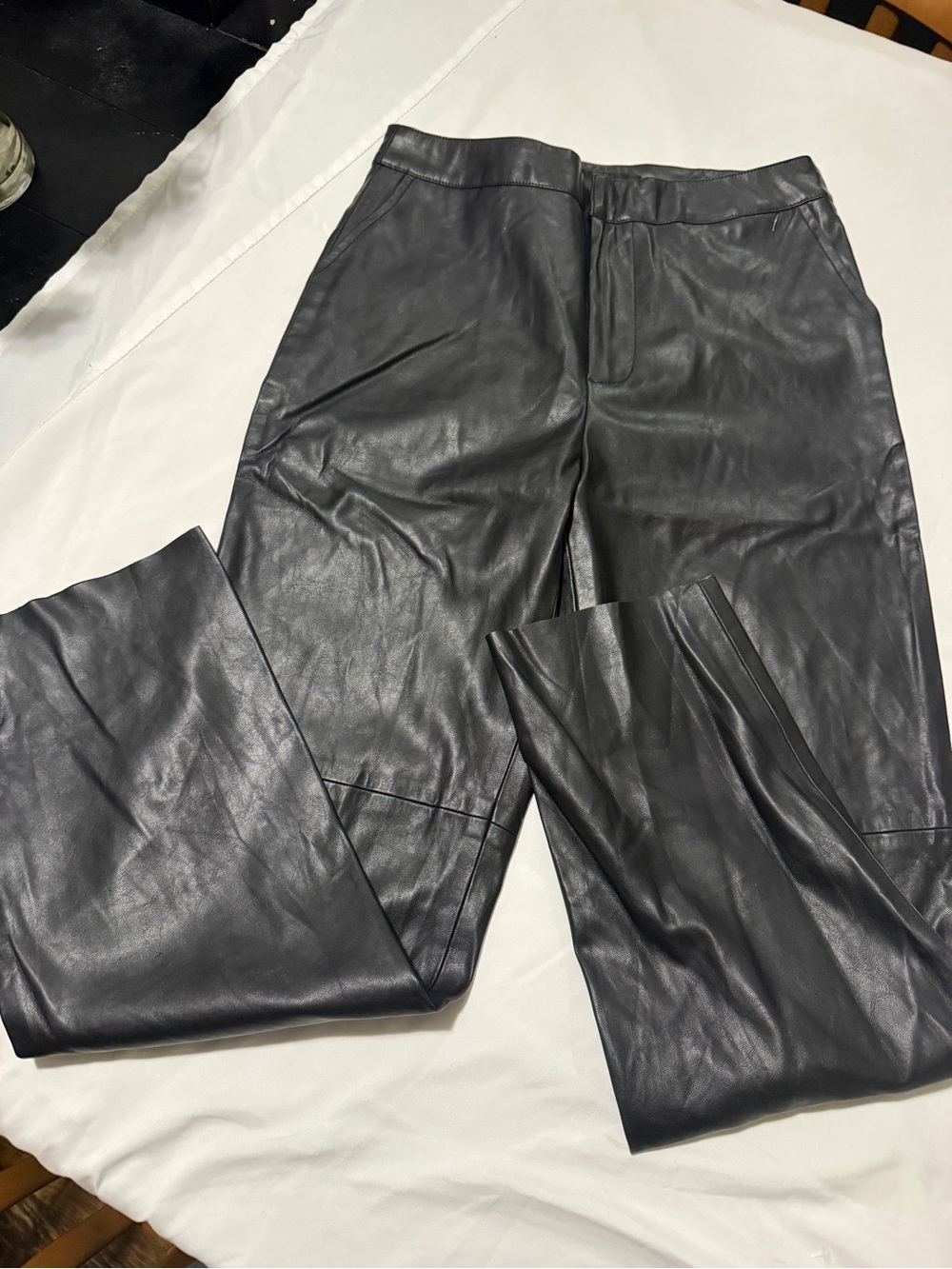 Lulu's Women’s Black Faux Leather Straight-Leg Pants